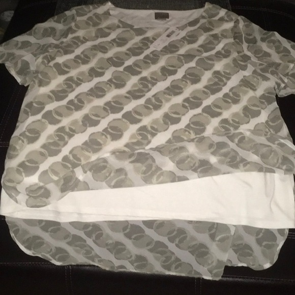 Chico’s top size 2 CIRCLE CHAINS double layer sheer arms - Picture 8 of 11